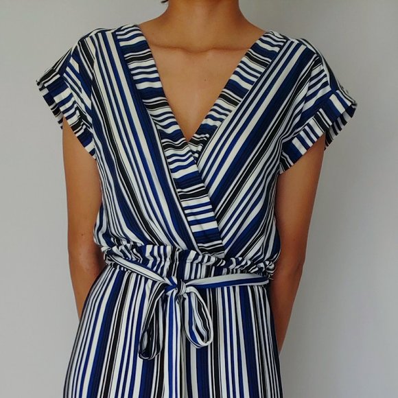 Sophia + Zeke Striped Navy Blue Jumpsuit  Size: S - Picture 5 of 11